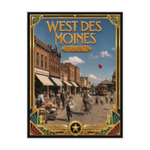 West Des Moines Iowa Vintage Art Deco Gouden Tijdp