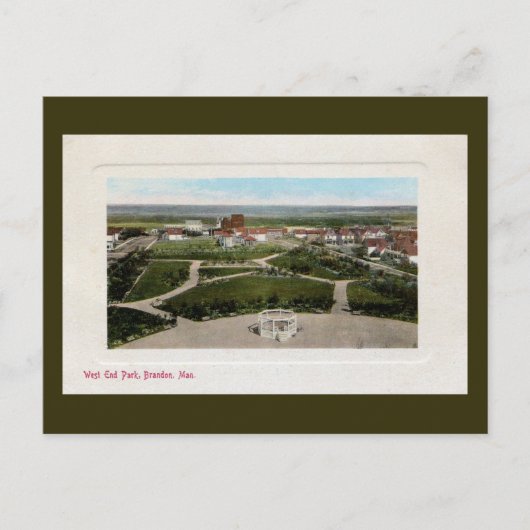 West End Park Brandon Manitoba 1900 Briefkaart (Voorkant)