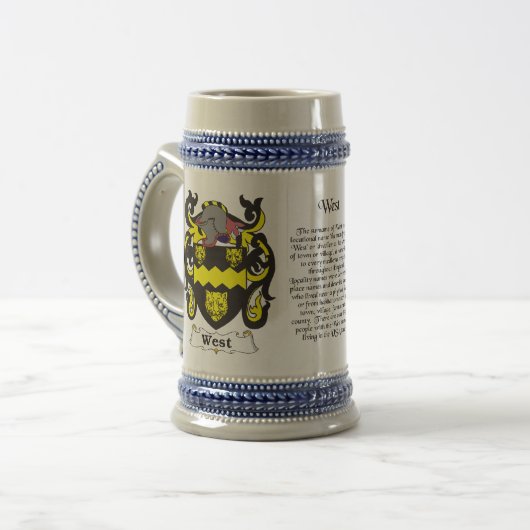 West Family Crest Stein Bierpul (Voorkant links)