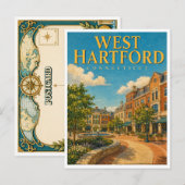 West Hartford Connecticut Blue Back GeoSaga Briefkaart (Voorkant / Achterkant)