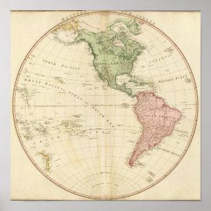 West-Hemisphere-kaart Poster