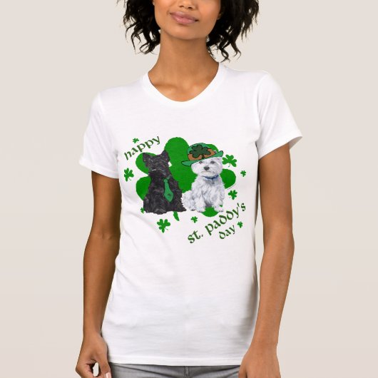 West Highland and Scottish Terrier St Patricks Day T-shirt (Voorkant)