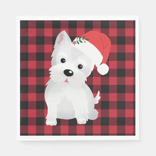 West Highland Dog met Santa Hat Buffalo Pset Servet (Voorkant)