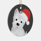West Highland Dog met Santa Hat Keramisch Ornament (Rechts)