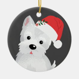 West Highland Dog met Santa Hat Keramisch Ornament