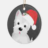 West Highland Dog met Santa Hat Keramisch Ornament (Links)