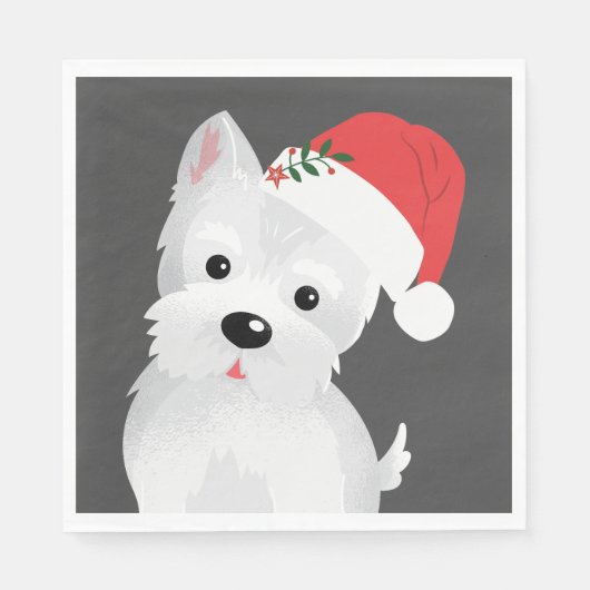 West Highland Dog met Santa Hat Servet (Voorkant)