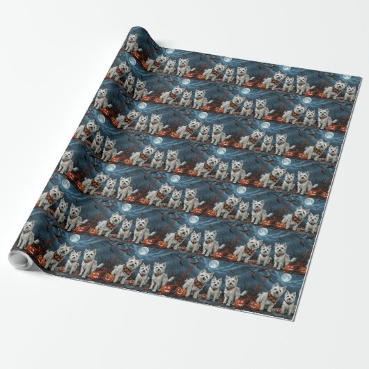 West Highland Halloween Griezelig Cadeaupapier (Uitgerold)