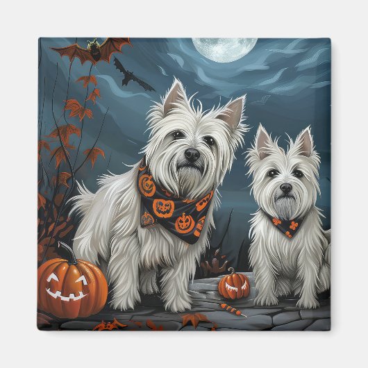 West Highland Halloween Griezelig Magneet (Voorkant)