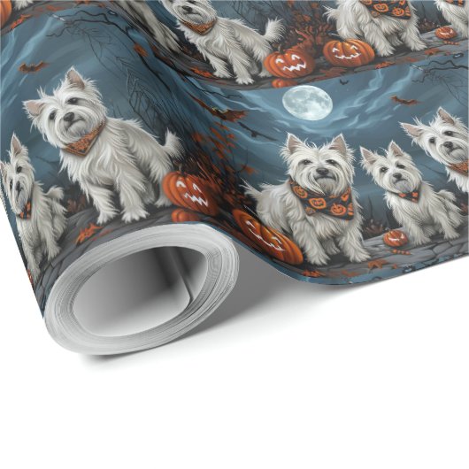 West Highland Halloween Spooky Cadeaupapier (Rol Hoek)