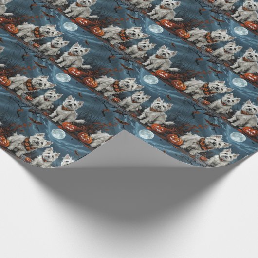 West Highland Halloween Spooky Cadeaupapier (Hoek)