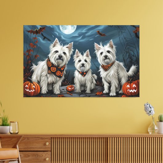 West Highland Halloween Spooky Canvas Afdruk (Insitu (Woonkamer))