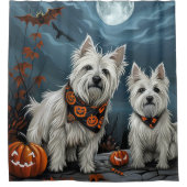 West Highland Halloween Spooky Douchegordijn (Voorkant)