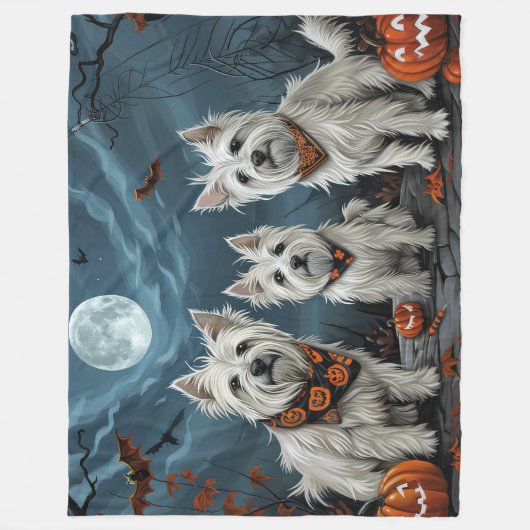 West Highland Halloween Spooky Fleece Deken (Voorkant)