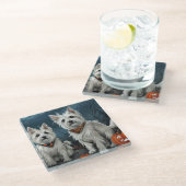 West Highland Halloween Spooky Glazen Onderzetter (Schuin)