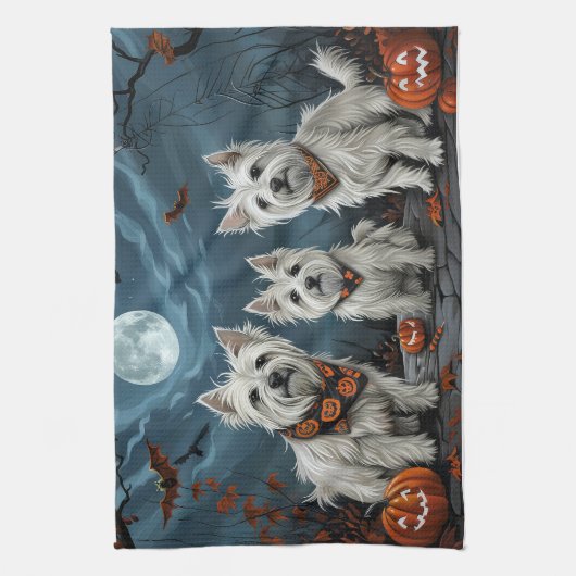 West Highland Halloween Spooky Theedoek (Verticaal)