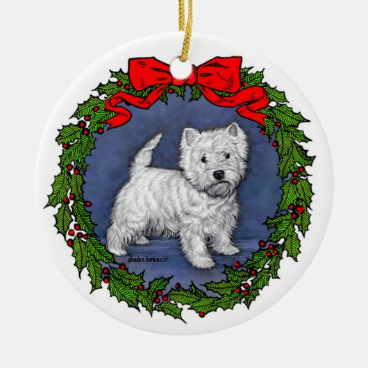 West Highland Terrier Art van Glenda S. Harlan Keramisch Ornament (Voorkant)