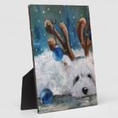 West Highland Terrier Blue Kerstmis Westie Dog Fotoplaat (Zijkant)