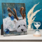 West Highland Terrier Blue Kerstmis Westie Dog Fotoplaat (Zijkant)