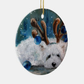 West Highland Terrier Blue Kerstmis Westie Dog Keramisch Ornament (Rechts)