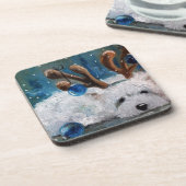 West Highland Terrier Blue Kerstmis Westie Dog Onderzetter (Linkerzijde)