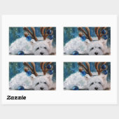 West Highland Terrier Blue Kerstmis Westie Dog Rechthoekige Sticker (Vel)