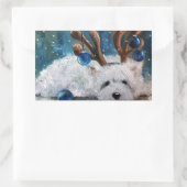 West Highland Terrier Blue Kerstmis Westie Dog Rechthoekige Sticker (Tas)