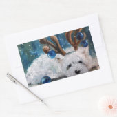 West Highland Terrier Blue Kerstmis Westie Dog Rechthoekige Sticker (Envelop)
