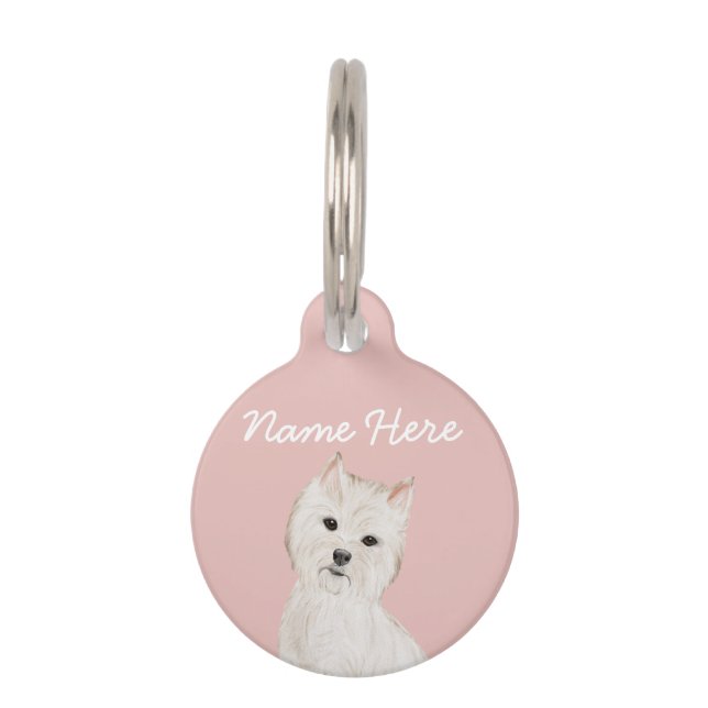 West Highland Terrier Blush Pink Girly Huisdierpenning (Voorkant)