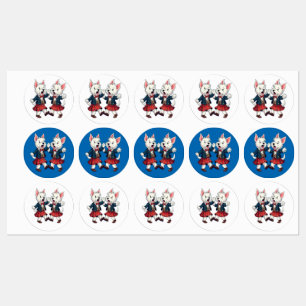 West Highland Terrier Danst op een Schotse Ceilidh Labels