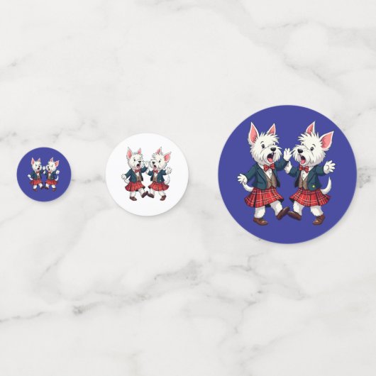 West Highland Terrier danst Schotse Ceilidh Confetti (Voorkanten)