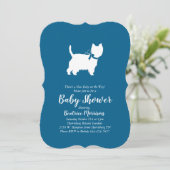 West Highland Terrier Dog Baby shower Blue Boy Kaart (Staand voorkant)