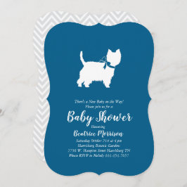 West Highland Terrier Dog Baby shower Blue Boy Kaart