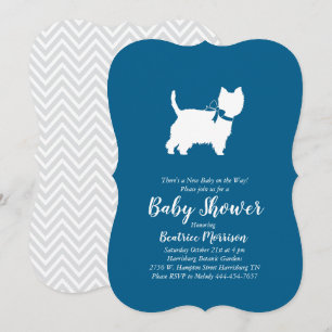 West Highland Terrier Dog Baby shower Blue Boy Kaart