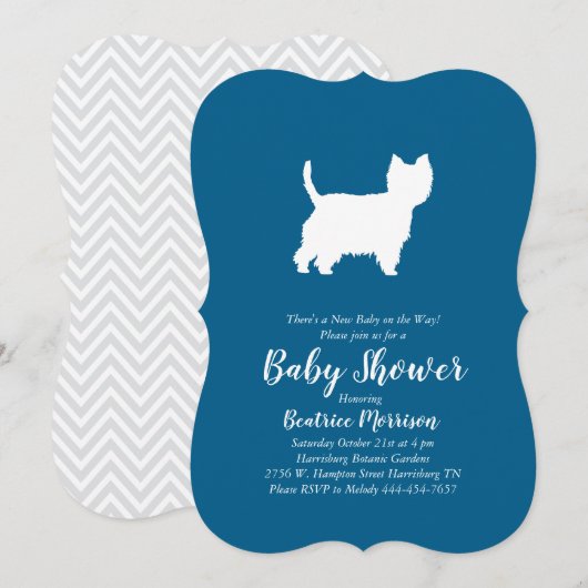West Highland Terrier Dog Baby shower Blue Boy Kaart (Voorkant / Achterkant)