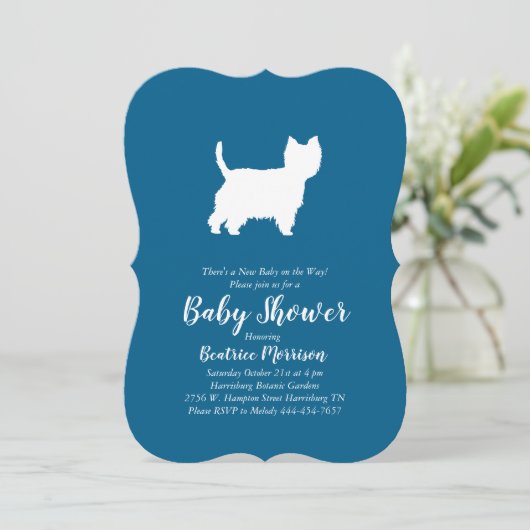 West Highland Terrier Dog Baby shower Blue Boy Kaart (Staand voorkant)