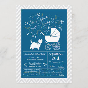 West Highland Terrier Dog Baby shower Blue Boy Kaart