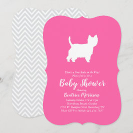 West Highland Terrier Dog Baby shower Pink Girl Kaart