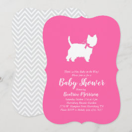 West Highland Terrier Dog Baby shower Pink Girl Kaart