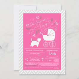 West Highland Terrier Dog Baby shower Pink Girl Kaart