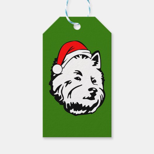 West Highland Terrier Dog met kerstkerstkerstkerst Cadeaulabel (Voorkant)