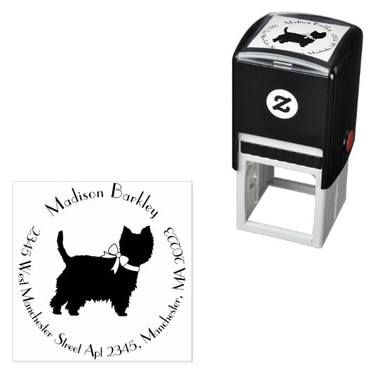 West Highland Terrier Dog Puppy Westie Zelfinktende Stempel (In situ)