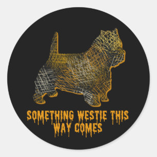 West Highland Terrier Dog Silhouette Fun Halloween Ronde Sticker