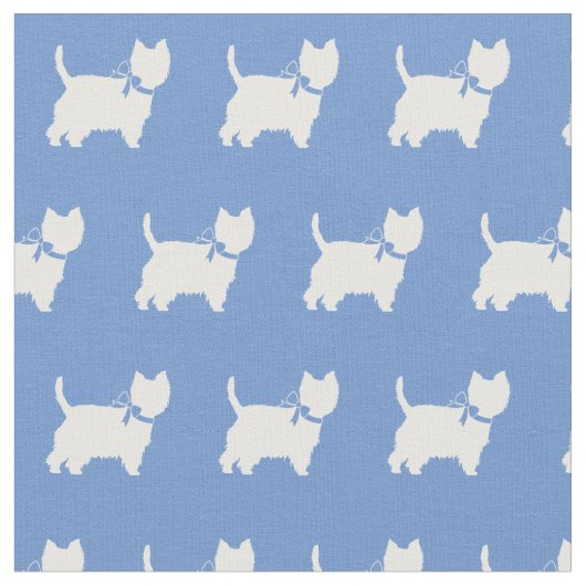West Highland Terrier Dog Silhouette Light Blue Stof (Close Up)