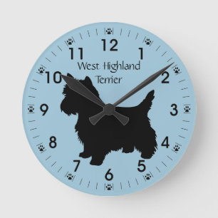 West Highland Terrier Dog Silhouette Persoonlijk Ronde Klok
