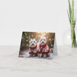 West Highland Terrier Dogs Christmas Kaart