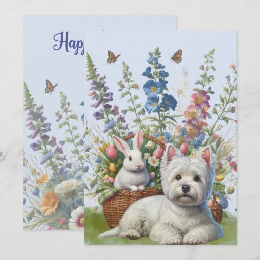 West Highland Terrier en Bunnie Paaskaart Feestdagenkaart (Voorkant / Achterkant)