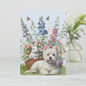 West Highland Terrier en Bunnie Paaskaart Feestdagenkaart (Staand voorkant)