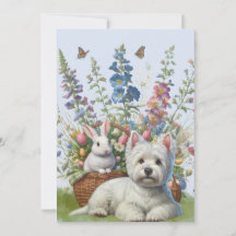 West Highland Terrier en Bunnie Paaskaart