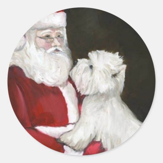 West Highland Terrier en Santa Dog Art Stickers (Voorkant)